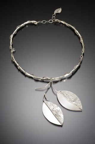 Two Leaves on Vine - Sterling Silver