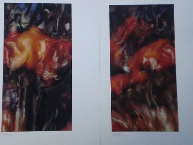 Pair of Prints: "Floral, Red and Yellow"