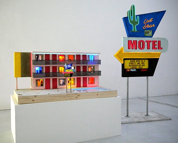 lost year motel, tracey snelling, sculpture, mixed media, video art