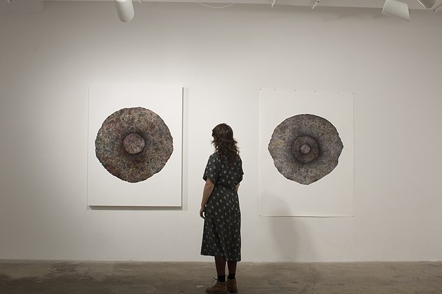 Installation of Needles and Pins and Untitled (Hole)