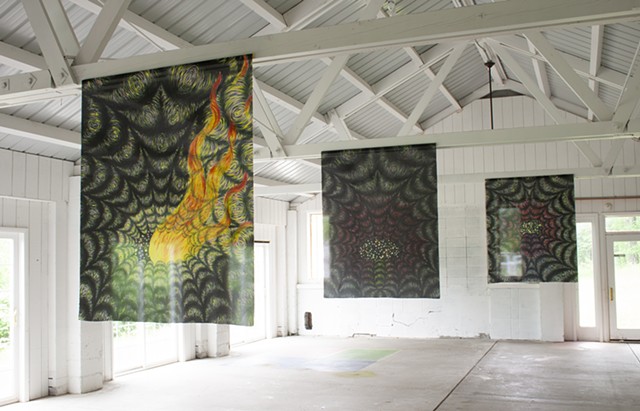 Installation of silk paintings