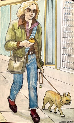 Young Man Walking His Dog NYC