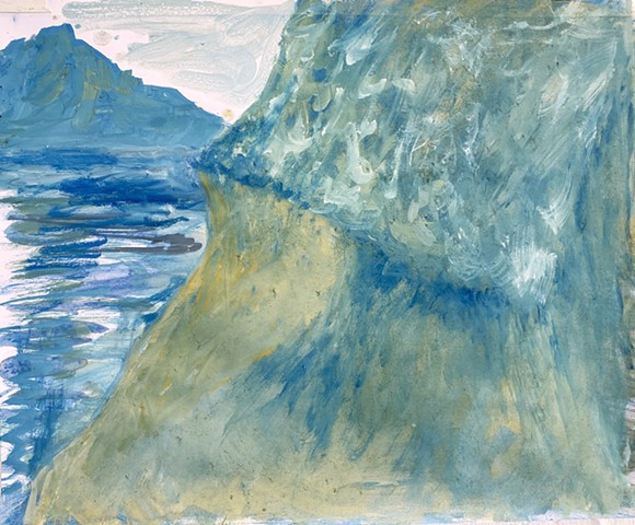 Wine and honey painting:cliffs on the aegean