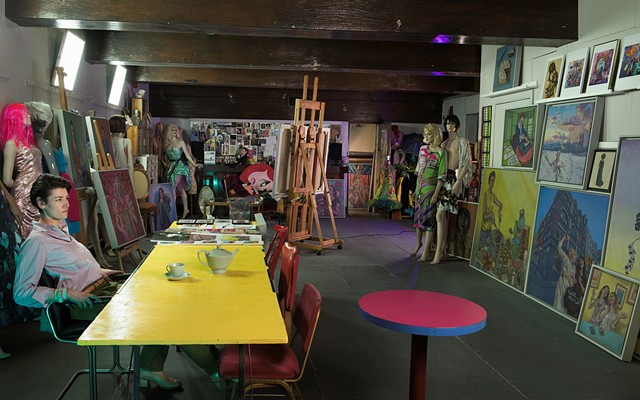 Roxana Halls in her Bavarian Buffet studio - portrait by Matthew Tugwell