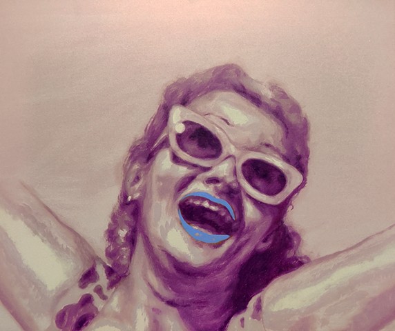 LAUGHING HEAD / KINGS LAKE DEEP - MIXED MEDIA ON ALUMINIUM