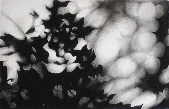 watercolor/graphite abstract shadows, black and white