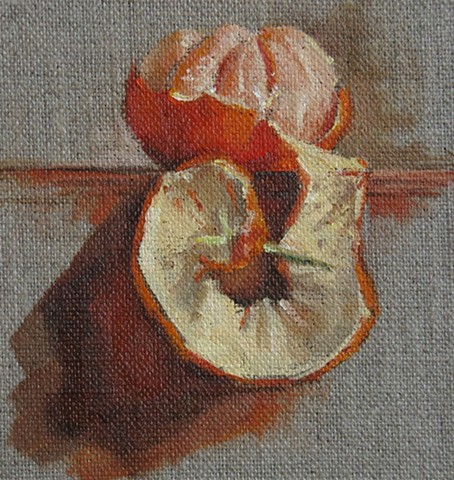 oil painting, fruit, tangerines, still life, tangerine rind