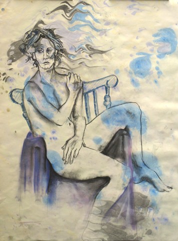 Marbled Female Nude in Chair