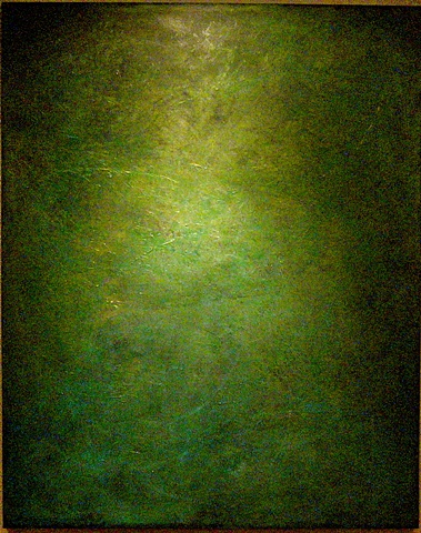 very deep, yet simple painting in greens with beautiful undertones