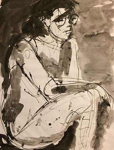 Woman Seated, Wearing Glasses