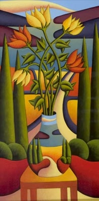 Softscape with Vase & Flower.