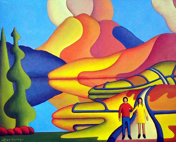 Dreamscape with lovers by lake by Alan Kenny