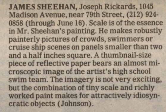New York Times Review
Solo exhibit
Joseph Rickards Gallery, 2000