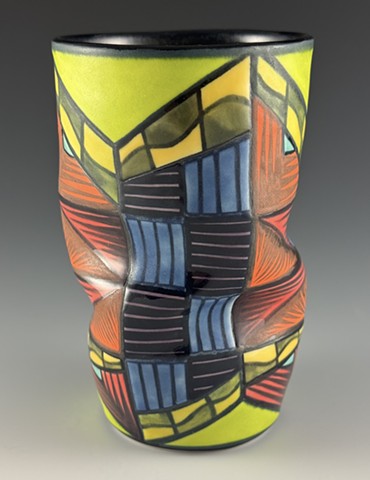 Tall Folded Tumbler, 2025, 5.5"x3.5", verso
