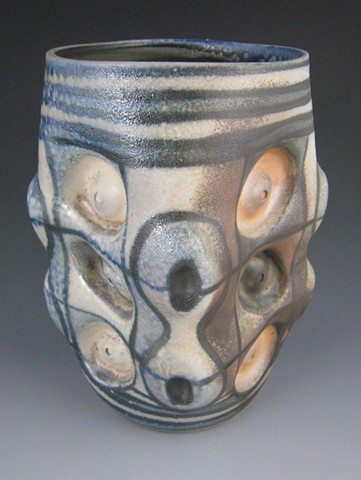 Vase, Cone 10 Porcelain, Underglaze, Wood Fired
