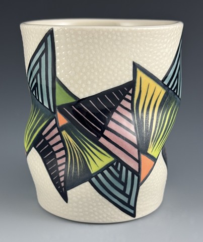 Folded White Dot Tumbler, 2025, 4"x3.5"