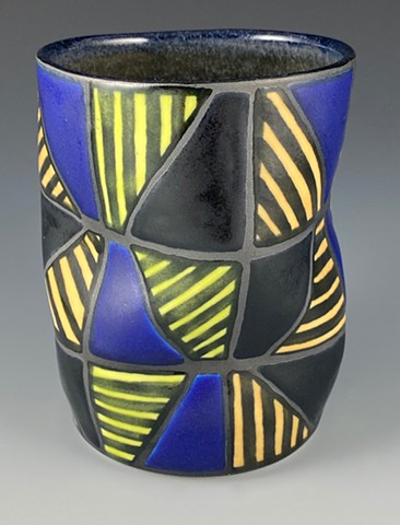 Striped Triangles Tumbler, 2021, 4.25"x3.5" Reserved