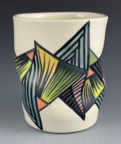 Folded White Dot Tumbler, 2025, 4"x3.5"