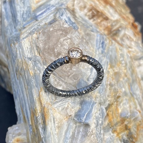 14ky Gold And Sterling Silver Diamond Ring