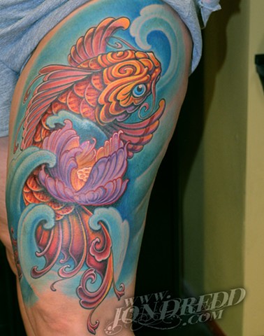 koi fish tattoo flower tattoo water waves tattoo jon dread kellogg best tattoos crucial tattoo studio maryland