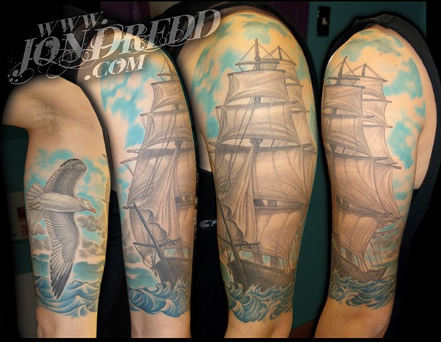 seagull ship water crucial tattoo studio salisbury maryland delaware jon dredd kellogg tattoos