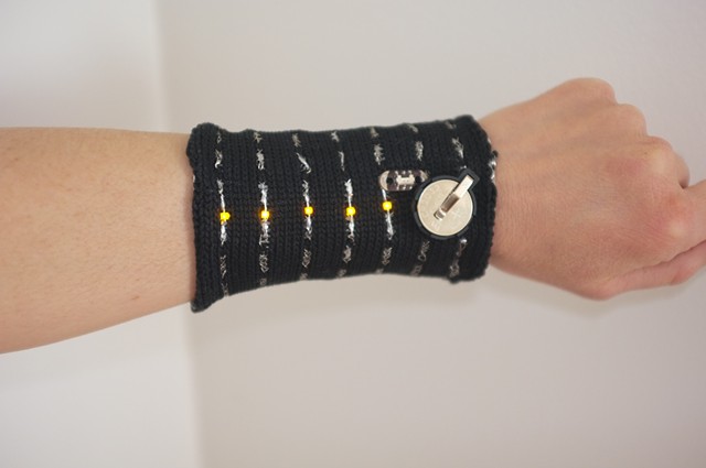 Knitted Cuff with Yellow LEDs