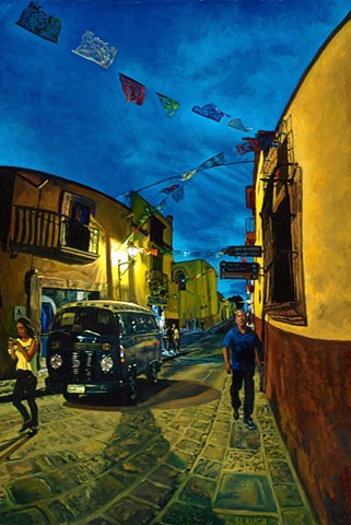 San Miguel de Allende Mexico Night Scene VW Volkswagen Bus