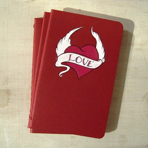 Red Moleskine Journal with original artwork on the cover, by Brighton artist Linda Boucher. 