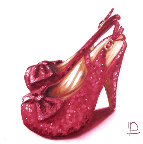 When Dorothy Grew Up, she wore sparkly red high heels shoes like those painted by Brighton artist Linda Boucher.