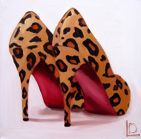 Animal Print spike heeled shoes, an original oil painting on canvas from Linda Boucher's on-line gallery