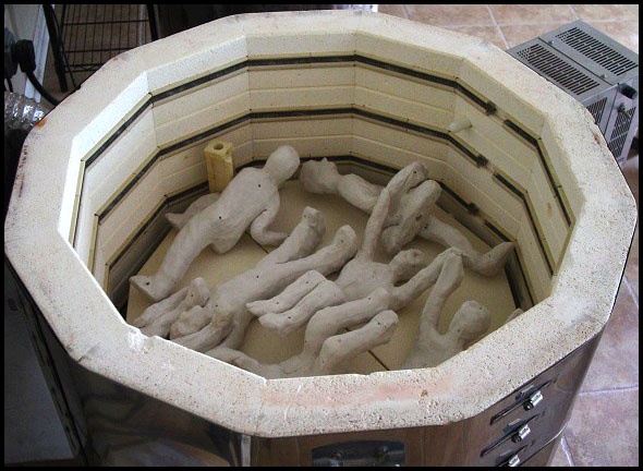 Clay Figures in Kiln