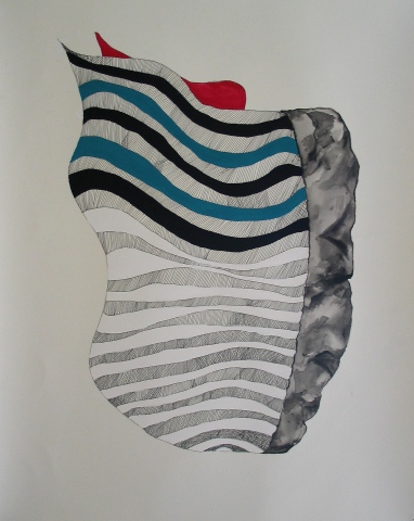 Drawing of Striped Attire Sculpture