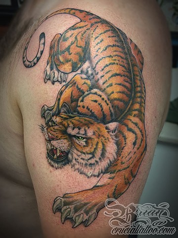 Brian Klingensmith best tattoos crucial tattoo studio salisbury maryland ocean city maryland delaware Tiger Arm