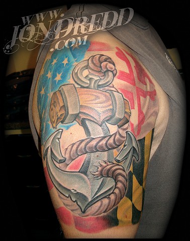 anchor flag crucial tattoo studio salisbury maryland delaware jon dredd kellogg tattoos