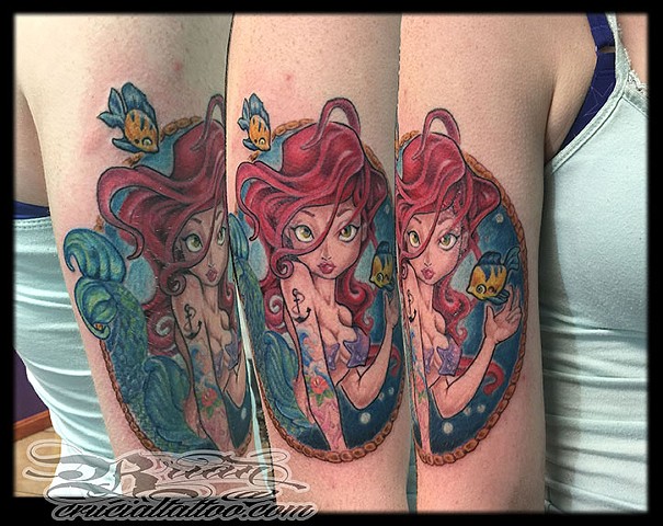 Brian Klingensmith best tattoos crucial tattoo studio salisbury maryland ocean city maryland delaware Little mermaid pin up