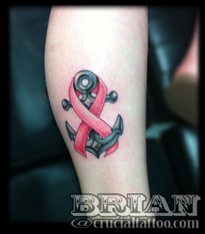 cancer ribbon Brian Klingensmith tattoos crucial tattoo studio salisbury maryland ocean city md delaware