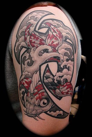 koi fish tattoo tribal tattoos jon dredd kellogg salisbury maryland
