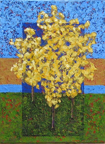 Trees, acrylic painting, mixed media