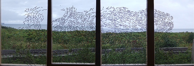 Untitled (digital panorama of window installation) Cape Jourimain Nature Centre, Bayfield, New Brunswick