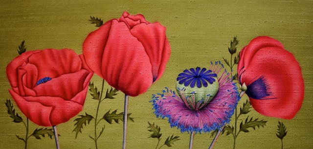 Poppies with Seed Pod