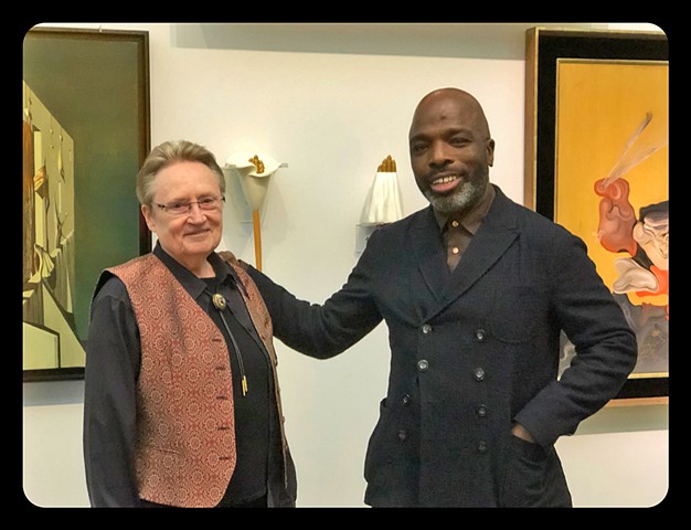 Duro Olowu and I in front of my sculpture.