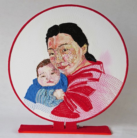 portrait/san francisco/fiber/buttons/sculpture/embroidery