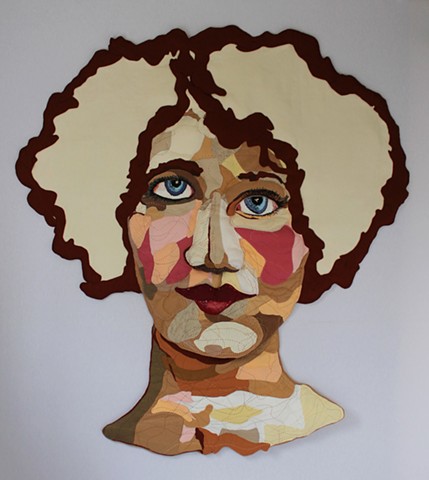 Portrait/San Francisco/Fiber/Felt/Embroidery/Quilt/Story/Wall Relief