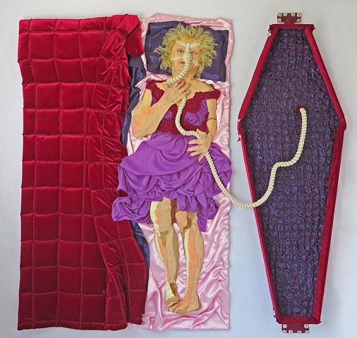 CPAP/SanFrancisco/figure/coffin/fiber/sculptural/wall hanging/smocking/hand stitching/quilting