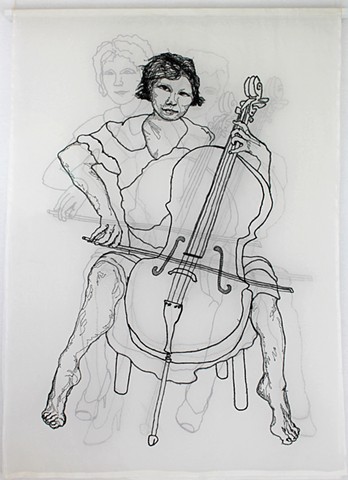 Cellist/SanFrancisco/embroidery/fiber/figurative/female/silk