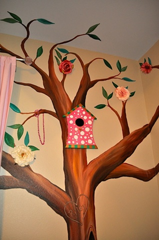 Riley's Room Detail with Custom Wooden Bird House