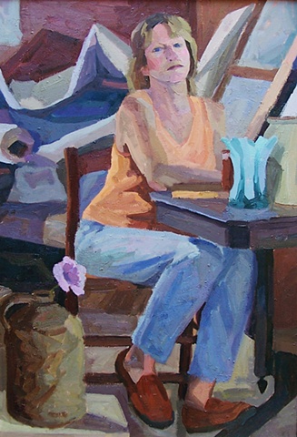 Self Portrait with Blue Vase