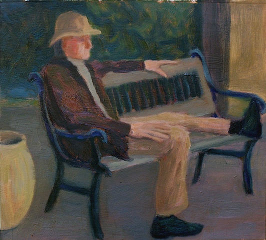 Man Relaxing on Park Bench