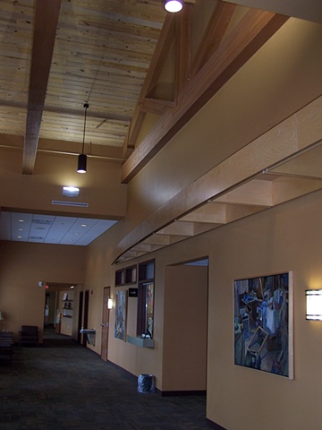 Installation shot of paintings purchased for lobby of Family Health Inc. in Greenville, OH.
