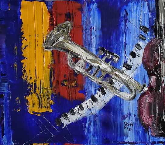 Classic Jazz Trio-acrylic on canvas 15x15 sold